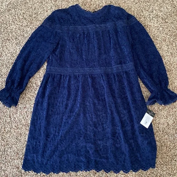 Tahari ASL | Dresses | Tahari Asl Womens Navy Velvet Lace Trim Mini Shift  Dress Nwt | Poshmark